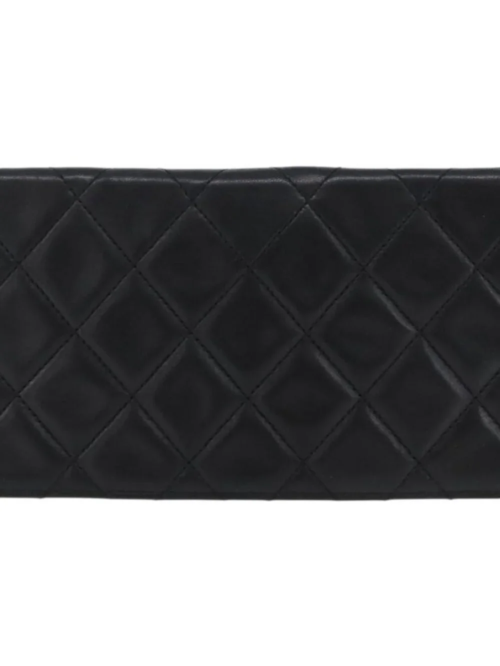 CHANEL Pouch Lamb Skin Black Gold CC Auth BA10701
